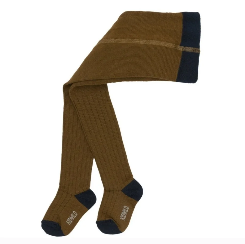 Nwt! Kidwild Organics Tights Ribbed In Toffee